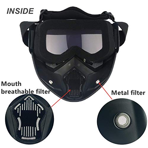 Ljdj Motorcycle Goggles With Removable Face Mask - Dirt Bike Atv Motocross Eyewear Anti-Uv Adjustable Mx Riding Offroad Cycling Motorbike Protective Glasses Racing Combat Tactical Military Goggles #TOP3