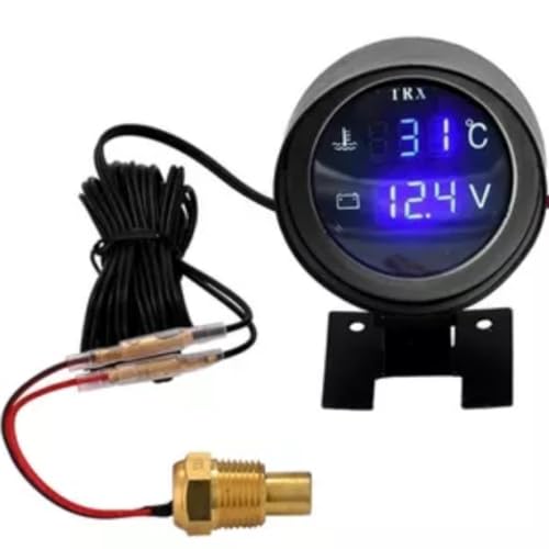 2x1 Voltímetro Digital + Marcador Temperatura Automotivo Universal Carro Caminhão 10mm 12v/24v