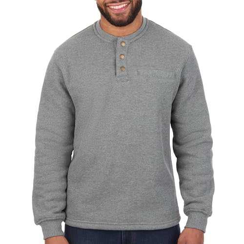 The American Outdoorsman Sherpa Lined Waffle Henley for Men - Thermal Long Sleeve Shirt Bonded Sherpa Lining For Outdoors2