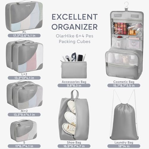 Image of OlarHike Packing Cubes for Travel,10 Set,Gray