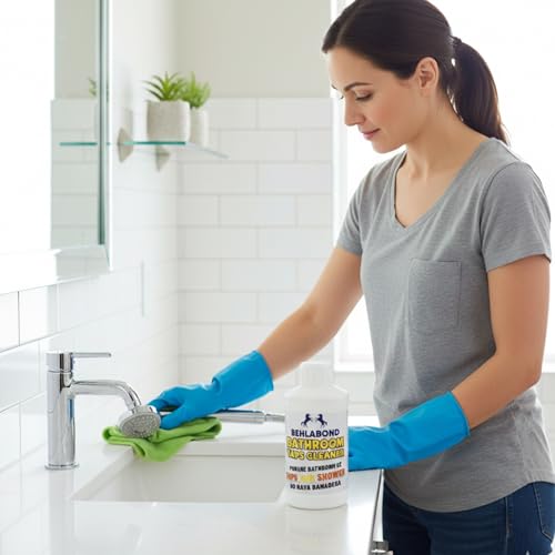 Image of Bathroom Tap Cleaner Liquid - Hard Water Stain Remover & Limescale Descaler for Kitchen Faucets, Steel Fittings & Wash Basin Taps - Professional Mirror Finish Restorer, 400ml