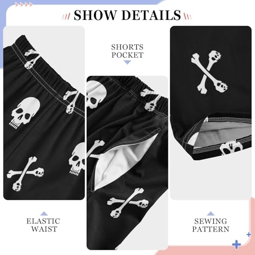 ZZXXB Skull and Skeleton Boys Long Pants Soft Trousers Elastic Waist Kids Lounge Bottoms with Pockets S-XL4