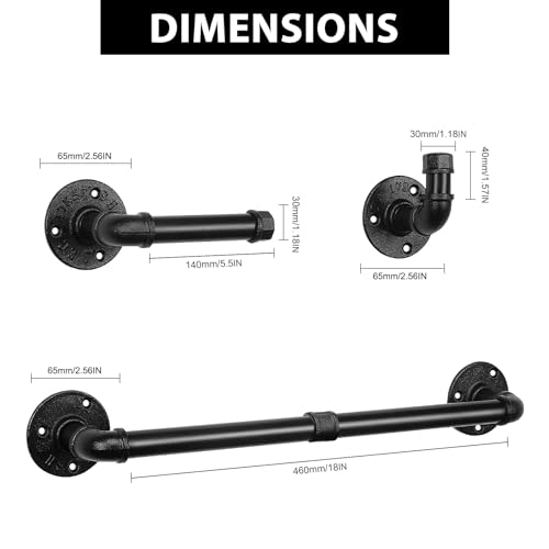 Livabber 5 Pieces Industrial Pipe Bathroom Towel Rack Set, Bathroom Hardware Include 18 Inch Towel Bar thumb #1
