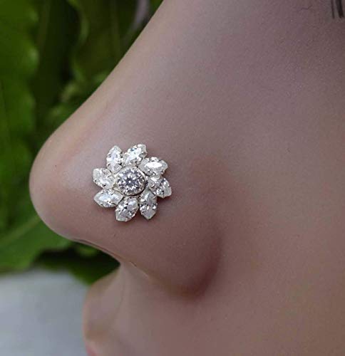 Indian nose stud,indian nose hoop,mother day gifts,flower nose ho…
