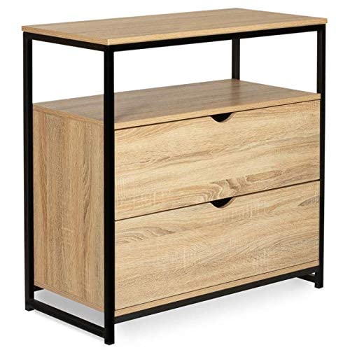 IDMarket - Commode 2 tiroirs Detroit Design Industriel avec étagère