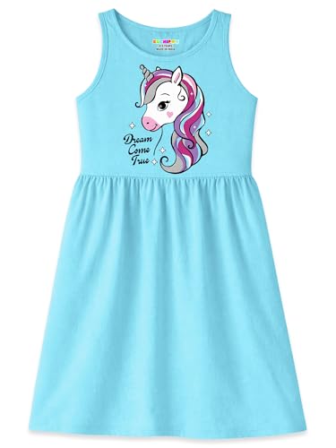 Image of Kuchipoo Girls Sleeveless Cotton Frock Dress | Printed Summer Dresses for Girls | Unicorn, Love & Floral Designs - Pack of 3