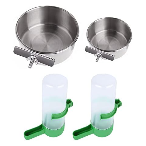 Bird Feeder, Bird Water Dispenser for Cage, Automatic Bird Feeder Bird Food Bowl Water Feeder Bird Feeding Dish Cups Food Feeder & Water Feeder Drinker for Bird Parakeet Budgies Cover