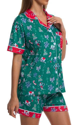 Image of Womens Pajamas Set Shorts Button Down 2 Piece Monkey Bunny Y2k Roller Dupes Rabbit Preppy Lounge Pjs Comfy Sleep Wear
