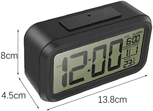Réveil numérique rectangle LED noir et blanc avec calendrier intelligent