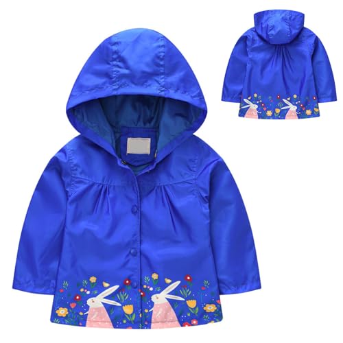 Winter Warm Coat for Kids Girls Spring Fall Rabbit Print Button Long Sleeve Hooded Jacket Windbreaker Xmas Jacket3