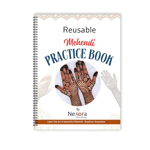 Mehndi & Henna Practice Book – Durable Reusable 20-Page Guide for...