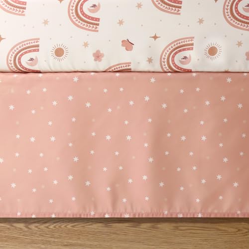 The Peanutshell 3 Piece Baby Crib Bedding Set for Girls - Newborn, Infant & Toddler Nursery Bed Set Decor with Fitted Crib Sheet, Dust Ruffle, Crib Comforter - Boho Rainbow - Image 6