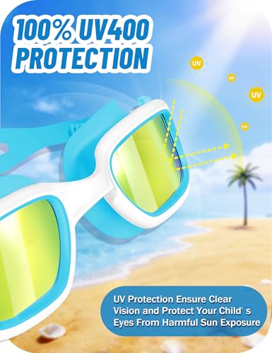 Image of Vvinca Kids Swim Goggles, Swimming Goggles for Kids 3-14 Anti-Fog UV Protection No Leak Pool Glasses for Boys Girls
