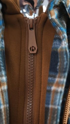 Image of TanBridge Men's Cotton Plaid Shirts Jacket Full Zip Fleece Flannel Sherpa Lined Hoodies Heavyweight Hoodies Jacket for Men