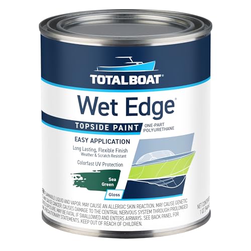 Image of TotalBoat Wet Edge Topside Marine Paint Premium Polyurethane Coating for Boats, RVs, Exterior Trim, Fiberglass, Metal, and Wood (Sea Green, Quart)