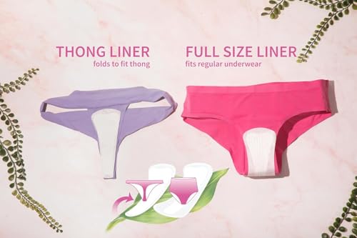 Image of Organyc 100% Certified Organic Cotton Inside and Out 2 in 1 Panty Liners for Women Fits Thong or Regular Underwear, Light Flow, 20 Count, 6 Packs (6)