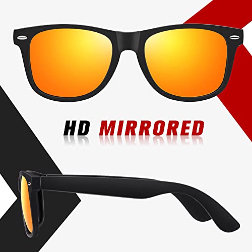 Sunier Polarized Sunglasses For Men And Women Eyewear,Orange Mirrored Uv400 Lens Retro Classic Square Shades,Sr003 #TOP2