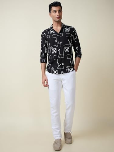 Image of Thomas Scott Mens Regular Fit Embroidered Full Sleeves Casual Shirt
