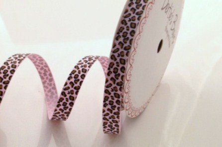 Bertie's Bows 9mm Pale Pink Leopard Print Ribbon on a 3m Roll