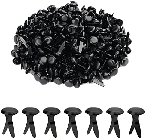 AIEX 600pcs 8 x12mm Paper Fasteners Brads, Black Round Copper Brads Split Pins with White Box for Paper Crafts Scrapbooking DIY Paper Projects (Black)
