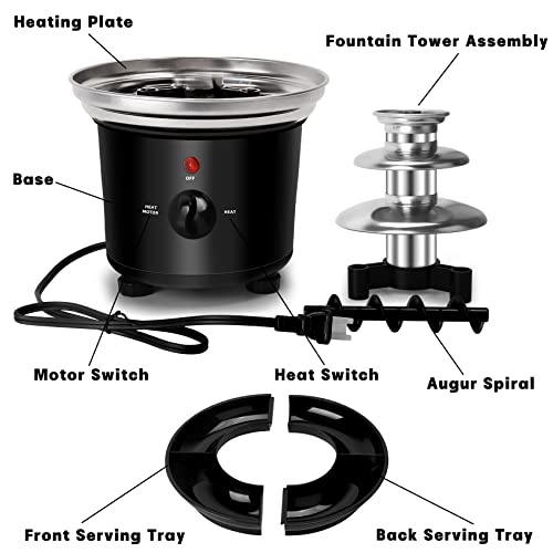 16oz Chocolate Fondue Fountain, 3-Tier MINI Chocolate Fountain with 6PCS Fondue Fork and Removal Fruits/Nuts/Treats Serving Tray for BBQ Sauce,Ranch,Nacho Cheese,Liqueurs by Outamateur - Image 6