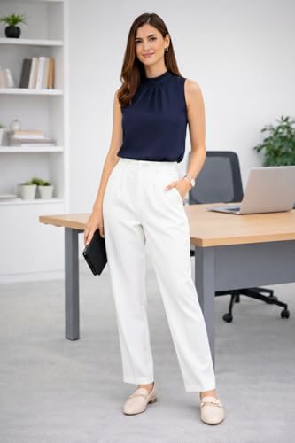 Image of Women's Formal Trousers | Stretch & Regular Fabric Options | Straight Fit Office Wear Pants with Pockets | Casual Trouser for Womens