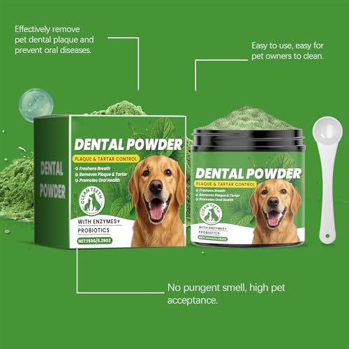 Pó Para Mau Hálito Canino - Produtos De Limpeza Dentária Canina - Refrescante Natural Com Colher 150