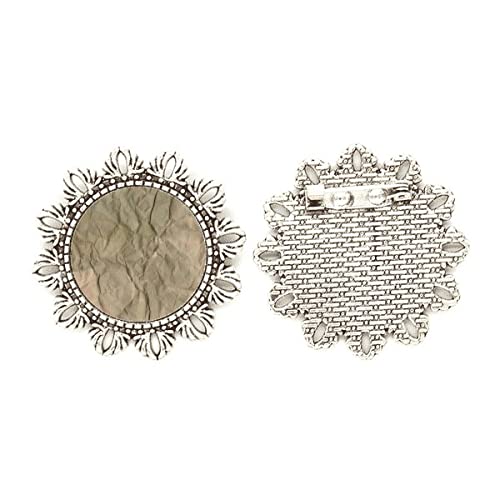 Broche de papel con textura de pliegues sucios plateado y tamaño mediano para solapa