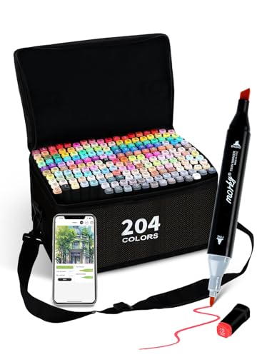 Brled 204 Colors Alcohol Markers with Free App, Chisel &