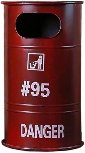 LoiYtrd Outdoor Garbage Bin Industrial Wind Outdoor Garbage Outdoor Courtyard Garbage Bin Garbage Bin Cast Iron Garbage Bin(Red)