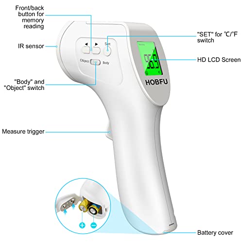 Non-Contact Infrared Forehead Thermometer , Digital Thermometer , Body Temperature Thermometers For Adults , Kids , Baby , Home, Offices, School, Shopping Mall(White) #TOP5