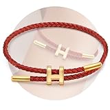 H Armband Damen Verstellbare Armreif Gold Dupes Schmuck Armband Damen Rot Damen Stahldraht Armbänder Geflochten Charm Armband Buchstaben Partnerarmbänder Freundschaftsarmbänder für Frauen Freunde