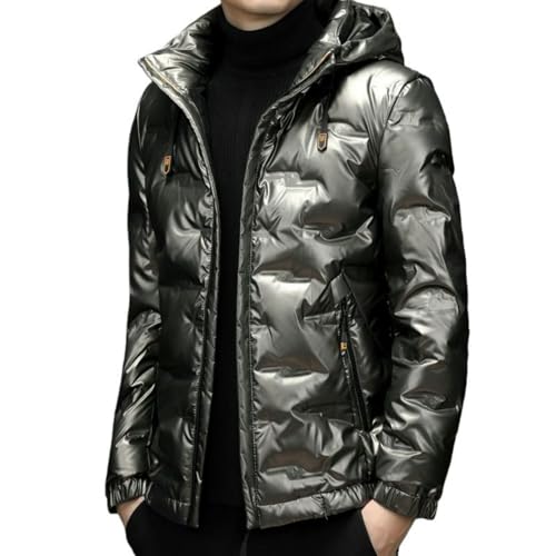 Veste d'hiver courte homme manteau chaud capuche couleur unie coupe-vent