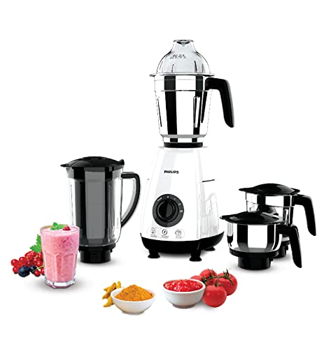 Philips HL7703/00 Mixer Grinder 1000 Watt, 4 Stainless Steel Multipurpose Jars with 3 Speed Control and Pulse Function