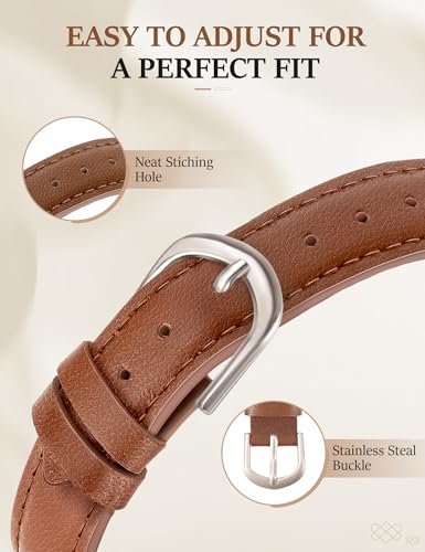 Image of Newlibery Leather Band for Women Slim Dressy Bands Compatible with Apple Watch 38mm 40mm 41mm 42mm 44mm 45mm 49mm, Designer Interlock Buckle Strap for iWatch Series 10 /9 /8 /7 /6 /5 /4 /3 /2 /1 /SE /Ultra