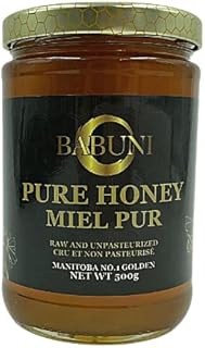 BABUNI Local Manitoba Honey (100% raw, unpasteurized, ecologically made local Canadian honey).Nestled away in the picturesque countryside of the prairies and Manitoba wildflower country, our farmer's Apiaries are dedicated to natural delicious honey. Harvested in an ecologically friendly manner ensuring all the flavor and goodness remains, from Bee to you.
