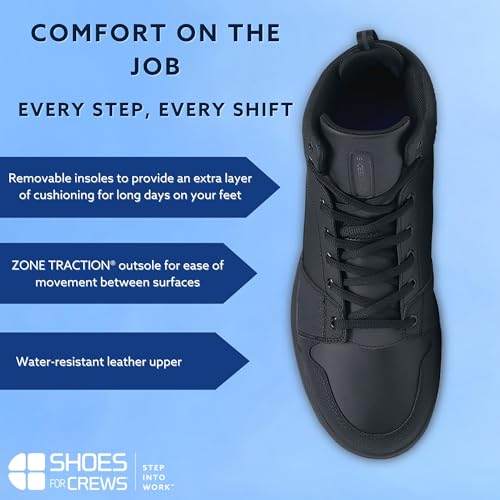 Shoes For Crews Men's Slip-Resistant High-Top Work Sneakers - Comfortable, Non-Slip Work Shoes for Men in Food Service, Healthcare, Retail - Tigon2