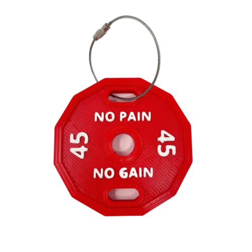 No Pain No Gain Bodybuilding Red Gym Bag or Backpack Charm - Perfect for Weightlifters - Made in The USA! (Red) (No Pain No Gain)
