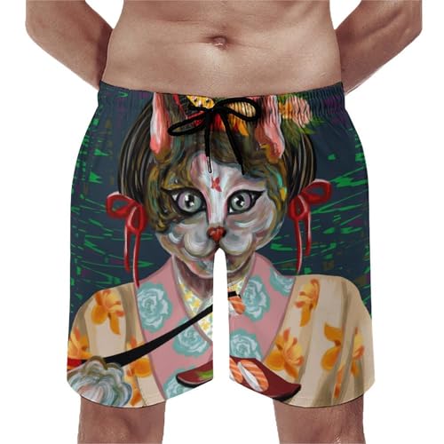 Short de bain homme chat japonais original et maillot de plage léger