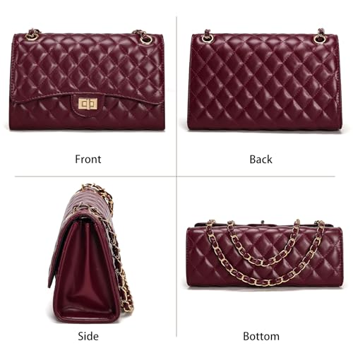 Quilted Crossbody Bag for Women Trendy Ladies Shoulder Bag Leather Cross Body Purses Clutch Bag with Chain Strap2