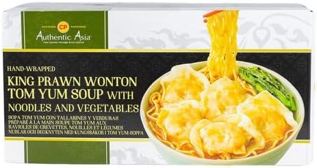 Sopa Tom Yum con Wontons de Langostino - Tallarines y Verduras - Pack de 4 Bowls de 307g (1.228 kg) Total - Plato Preparado listo en 7 Minutos - Receta Original Tailandesa - NEXU
