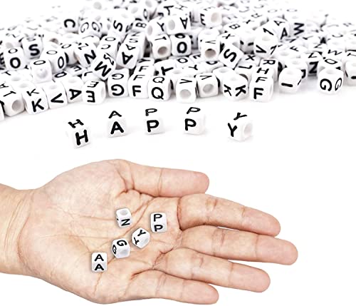 Augshy Letter Beads, 500pcs 6mm White Acrylic Alphabet Beads for Jewelry Making DIY Necklace Bracelet, Small - Image 4