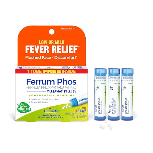 Boiron Ferrum Phosphoricum 30C Homeopathic Medicine for Low Or Mild Fever - 3 Count (240 Pellets)