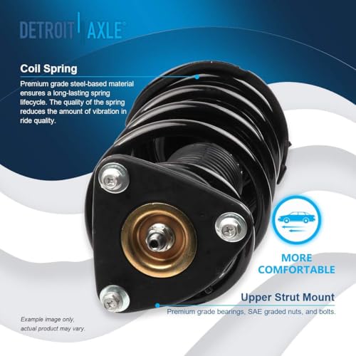Image of Detroit Axle - Front Knuckles Struts Kit for Ford 2012 2013 Focus, 2 Steering Knuckles with Wheel Hub Bearing Assembly 2 Struts and Coil Spring 2 Sway Bar End Links Replacement Suspension Kit