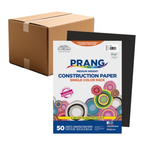 Image of Prang Construction Paper, 9 inch x 12 inch, Black, 50 /Pack, 50 Packs | Formerly SunWorks, Class Pack, 2500 Sheets Total, P6303