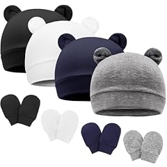 4 Sets: Bear Ear Hats & Mittens L(0-3 Months)