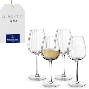 Villeroy & Boch - Rose Garden Weißweinglas Set 4-teilig 120 ml Klar, Spülmaschinenfest, Weingläser Set, Weißweingläser, Weingläser für Weißwein, Kristallgläser, Kristallglas
