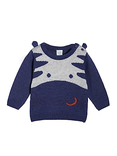 Image of miniklub Baby Round Neck Full Sleeve Knitted Acrylic Sweater (Navy Color)