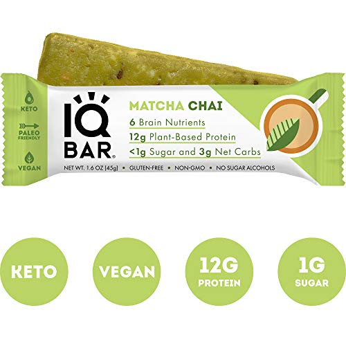 IQBAR Brain + Body Protein Bars | Matcha Chai | Keto, Vegan, Paleo