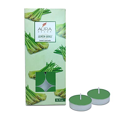 Image of AuraDecor Scented Tealight Candles, Pure Wax 20 Pcs (Lemon Grass)